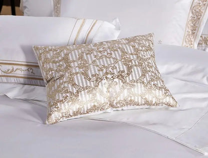 Colección de ropa de cama de lujo de algodón blanco bordado Royal Egyptian Whisper