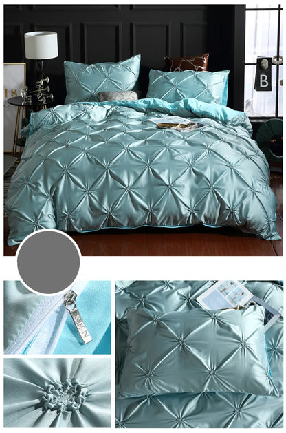 Silken Elegance - Pleated Luxury Duvet Cover Set