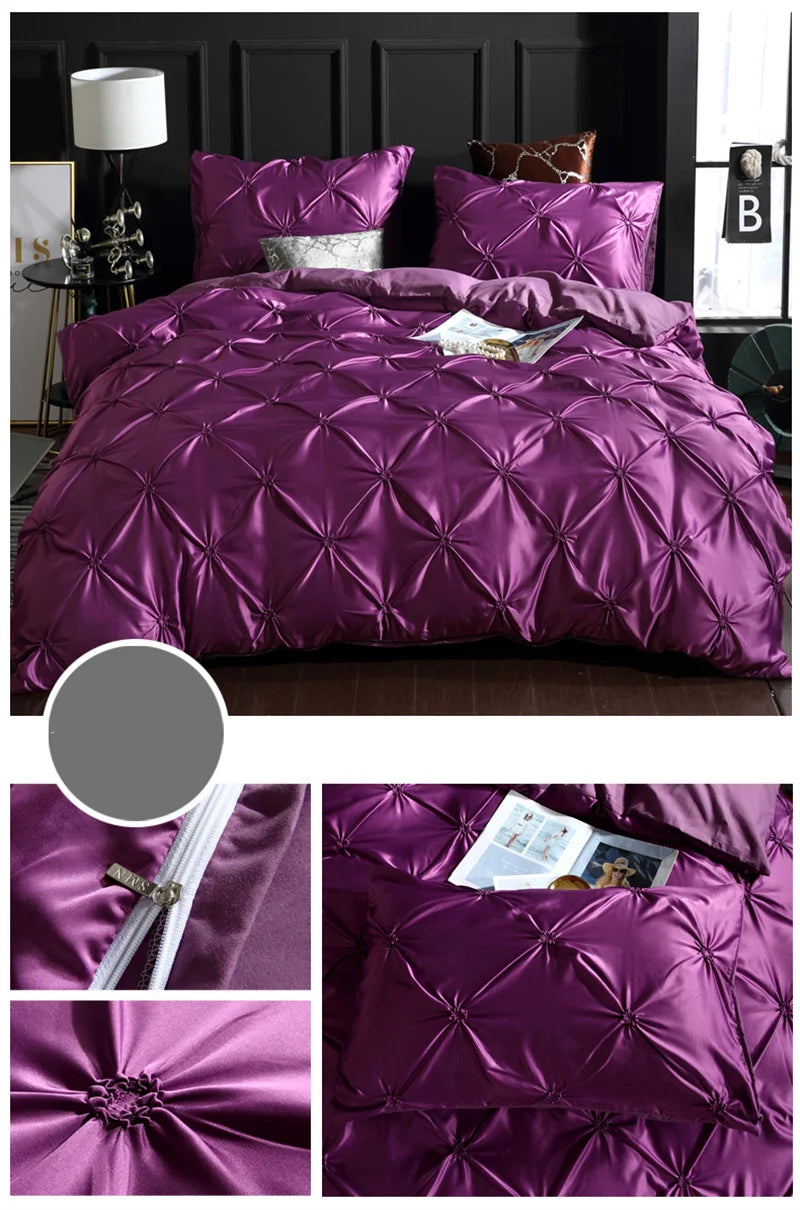 Silken Elegance - Pleated Luxury Duvet Cover Set