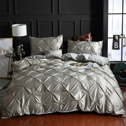 Silken Elegance - Pleated Luxury Duvet Cover Set