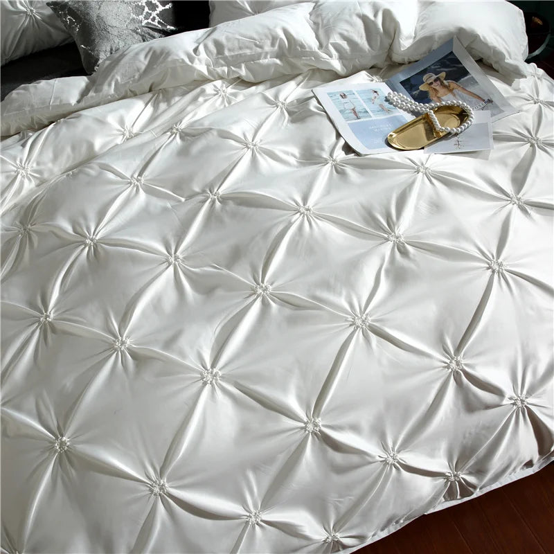 Silken Elegance - Pleated Luxury Duvet Cover Set