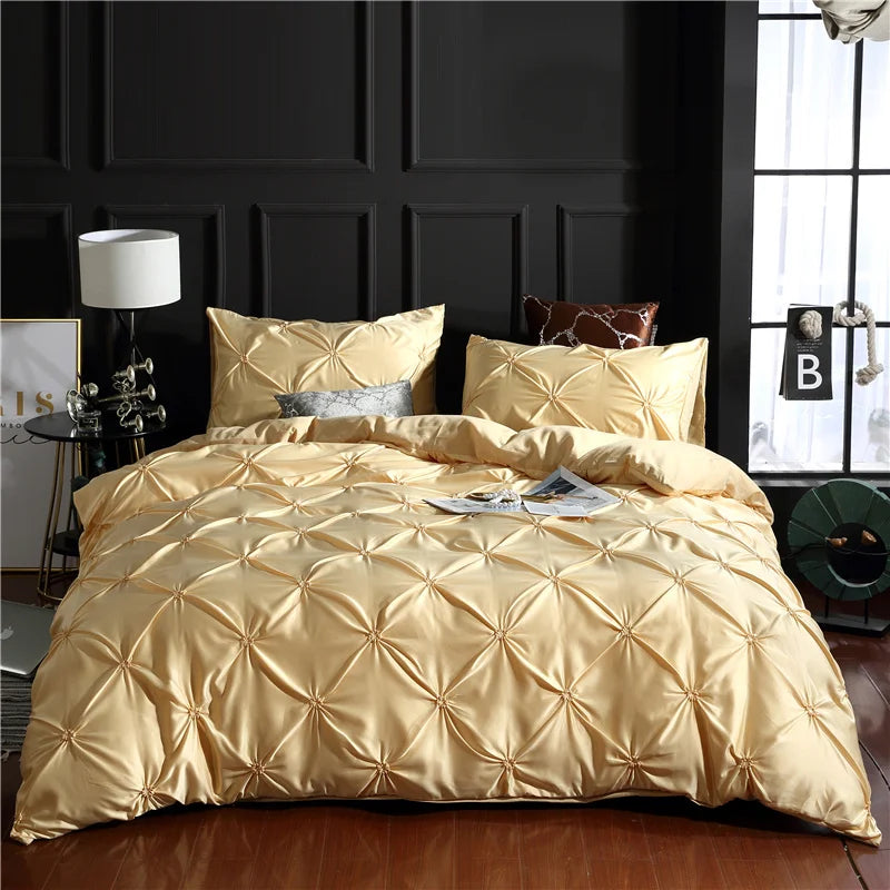 Silken Elegance - Pleated Luxury Duvet Cover Set