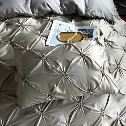 Silken Elegance - Pleated Luxury Duvet Cover Set