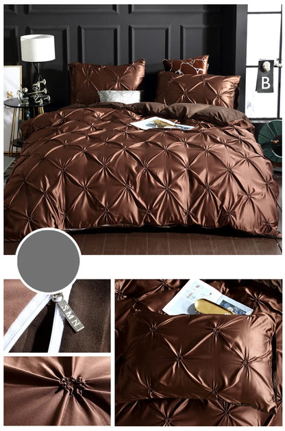 Silken Elegance - Pleated Luxury Duvet Cover Set