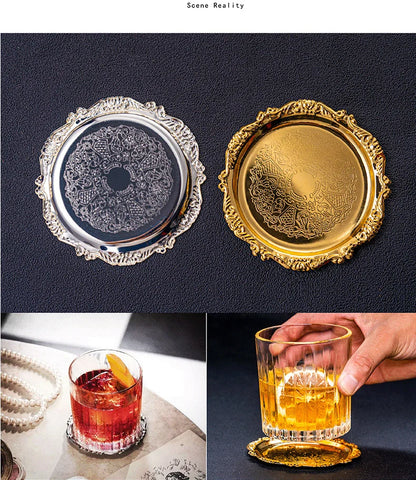 Golden Gatsby - Vintage Zinc Alloy Coaster and Tray Set