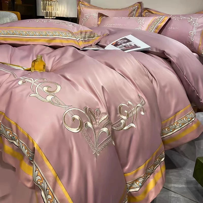 Oriental Red Elegance - Cool Touch Luxury Embroidered Bed Set