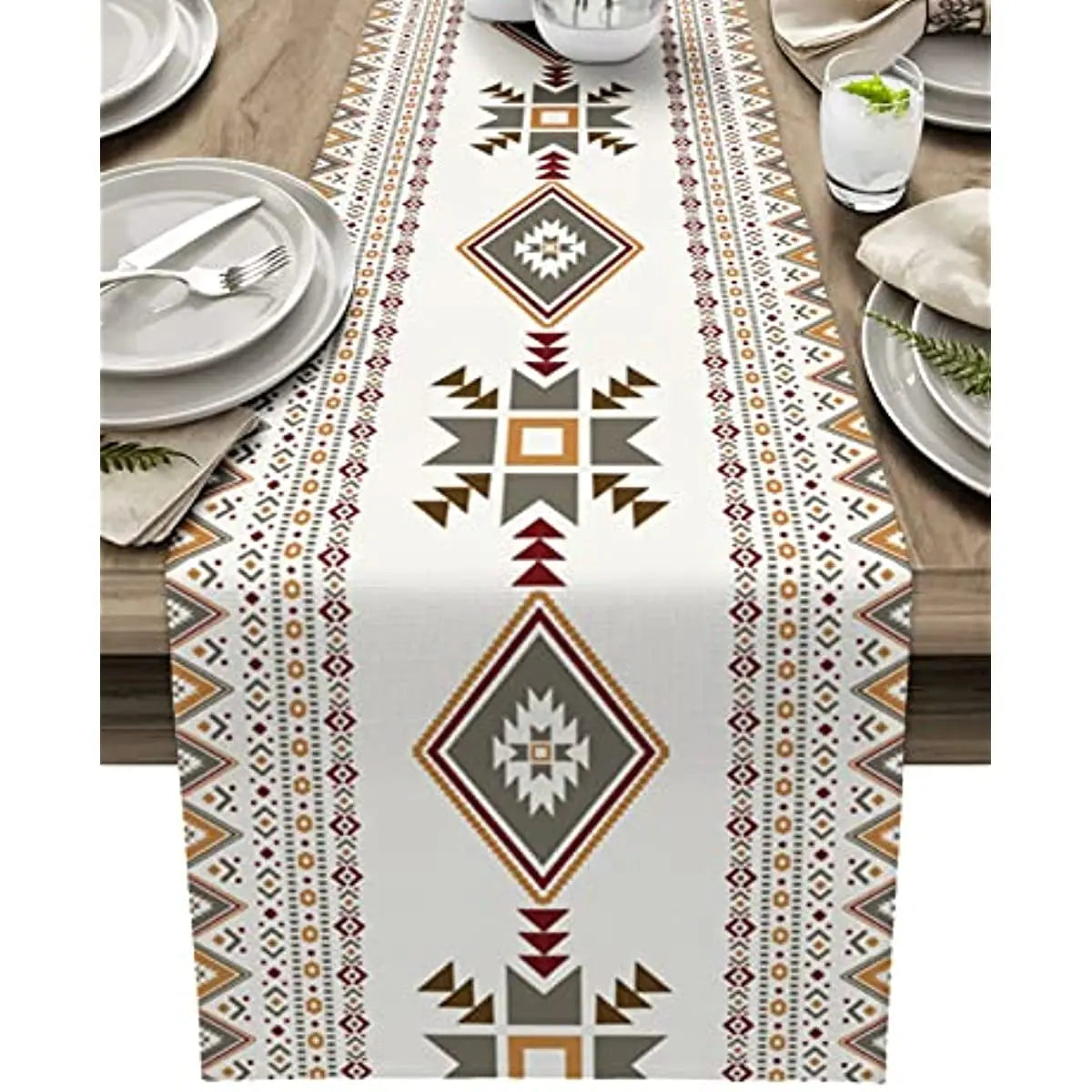 Golden Blooms - Retro Geometric Table Runner for Holiday Parties