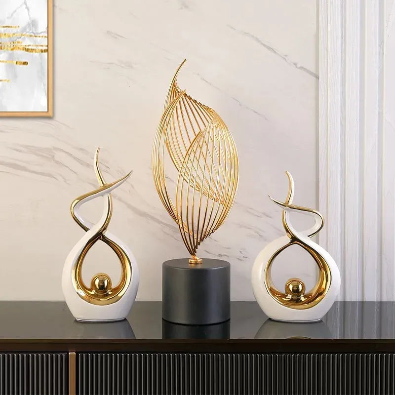 Golden Essence - Abstract Ceramic Sculpture for Modern Spaces