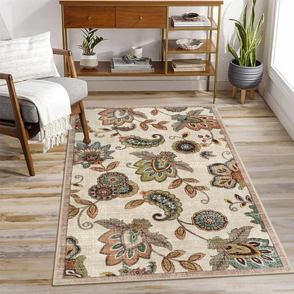 Retro Bloom - Soft Bedside Carpet with Machine Washable Design