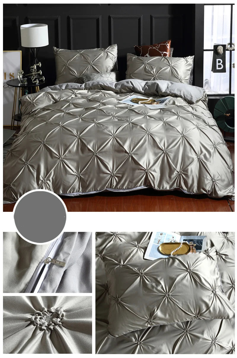 Silken Elegance - Pleated Luxury Duvet Cover Set