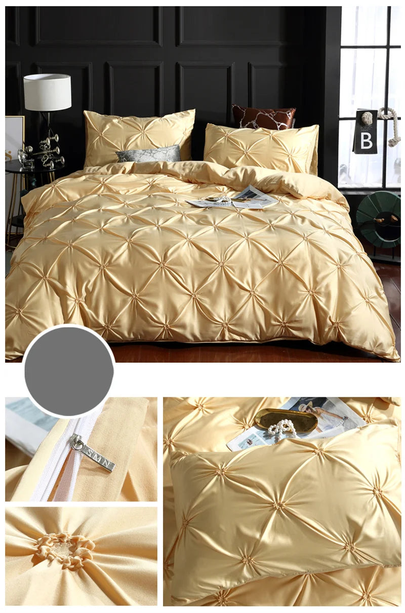 Silken Elegance - Pleated Luxury Duvet Cover Set