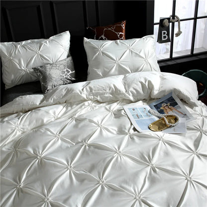 Silken Elegance - Pleated Luxury Duvet Cover Set