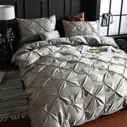 Silken Elegance - Pleated Luxury Duvet Cover Set