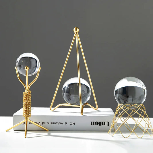 Nordic Radiance - Luxury Metal and Crystal Ball Ornament for Stylish Interiors