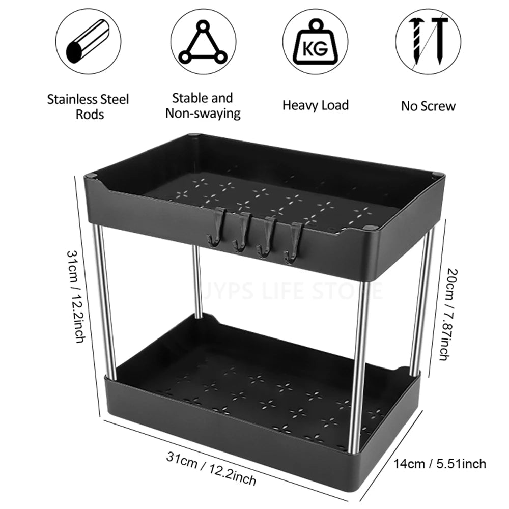 Hideaway Helper - 2-Tier Under Sink Cabinet Rack