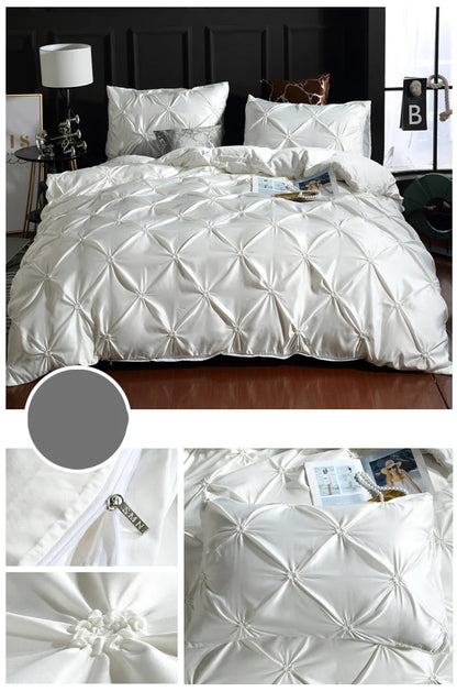 Silken Elegance - Pleated Luxury Duvet Cover Set