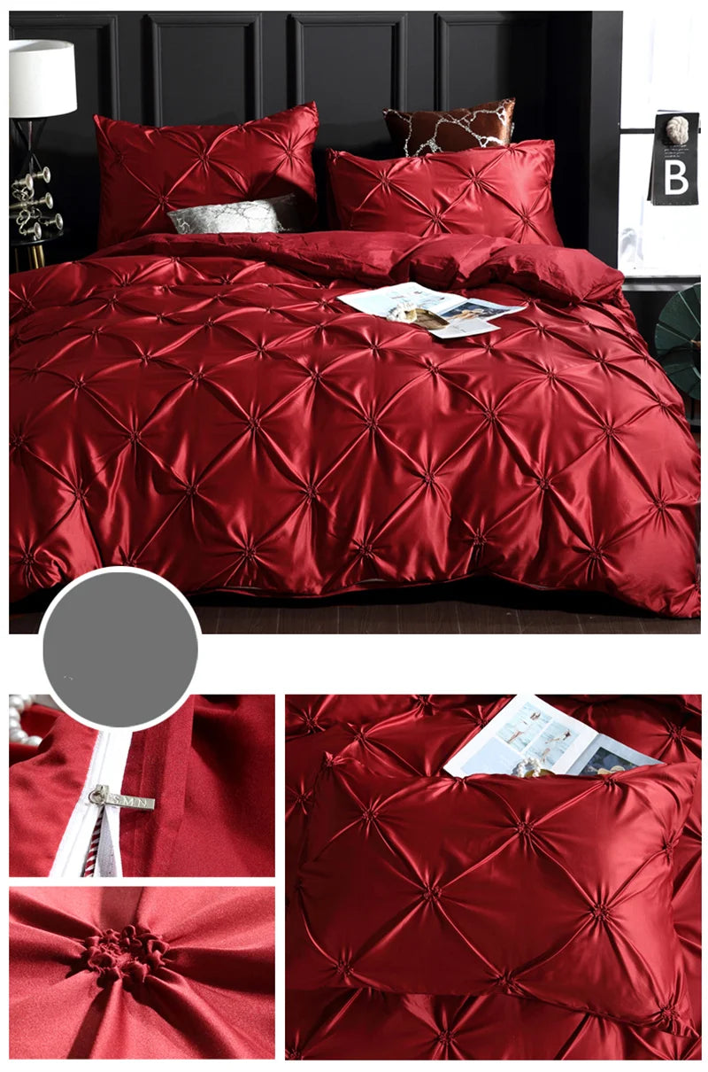 Silken Elegance - Pleated Luxury Duvet Cover Set