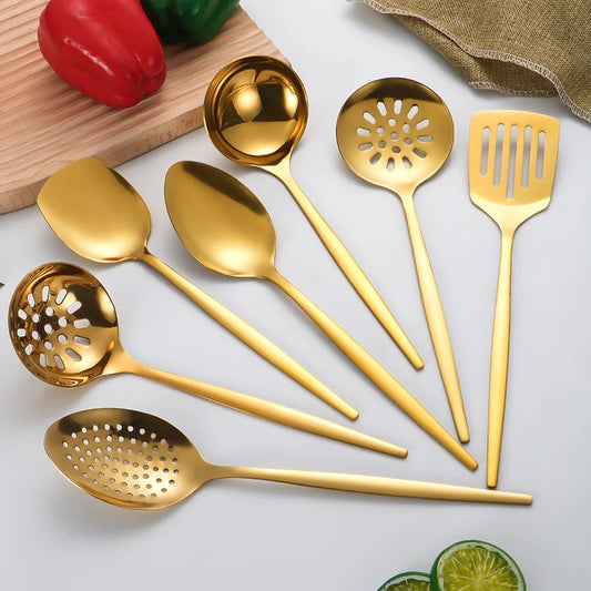 Compañero culinario: juego de utensilios de cocina de acero inoxidable de 7 piezas 