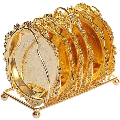 Golden Gatsby - Ensemble de dessous de verre et plateau vintage en alliage de zinc