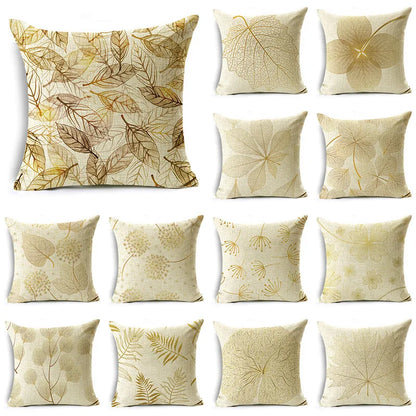 Golden Foliage Elegance - Nordic Style Cushion Cover