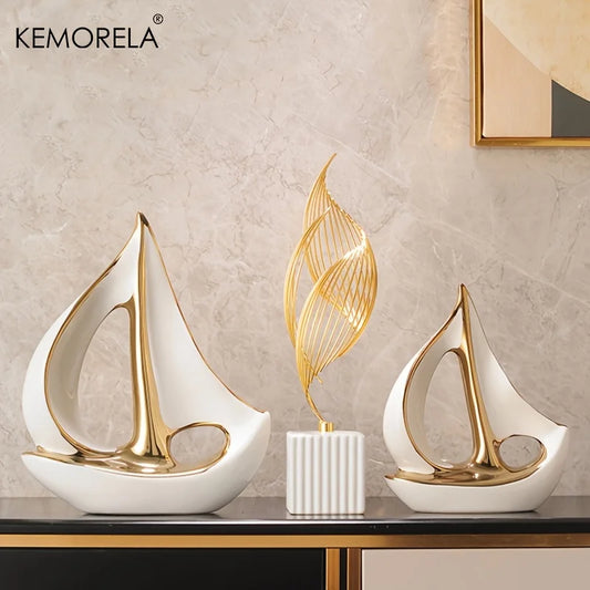 Nautical Chic - Post-Modern Sailboat Figurine for Stylish Decor