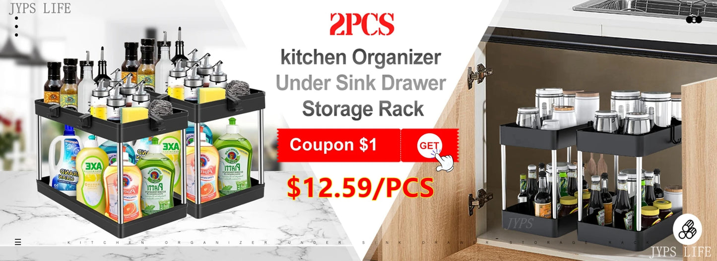 Hideaway Helper - 2-Tier Under Sink Cabinet Rack