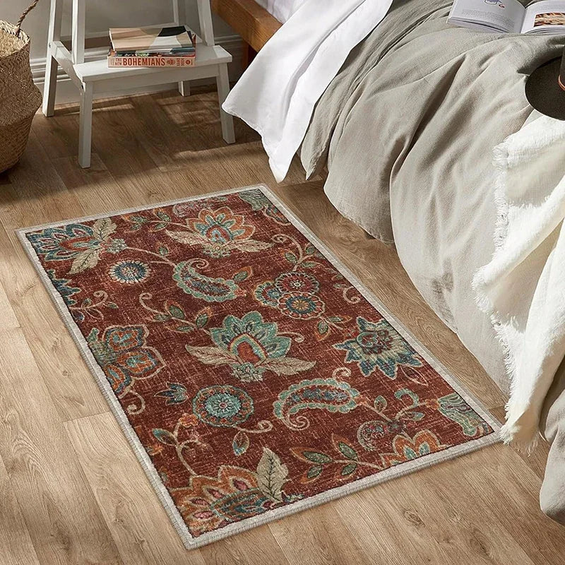 Retro Bloom - Tapis de chevet doux au design lavable en machine