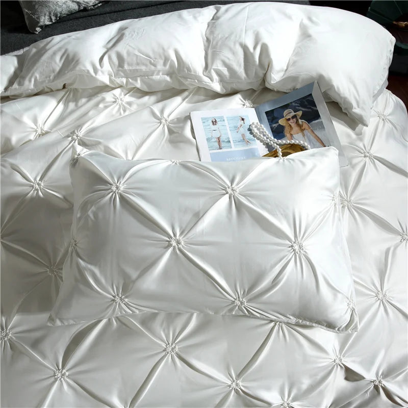 Silken Elegance - Pleated Luxury Duvet Cover Set