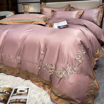 Oriental Red Elegance - Cool Touch Luxury Embroidered Bed Set