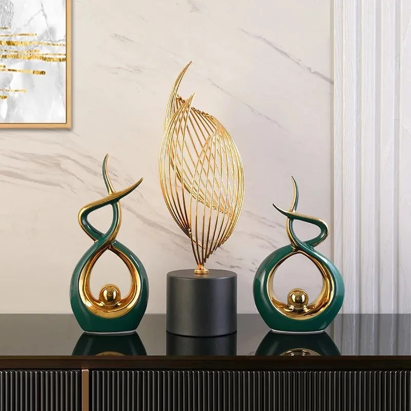 Golden Essence - Abstract Ceramic Sculpture for Modern Spaces