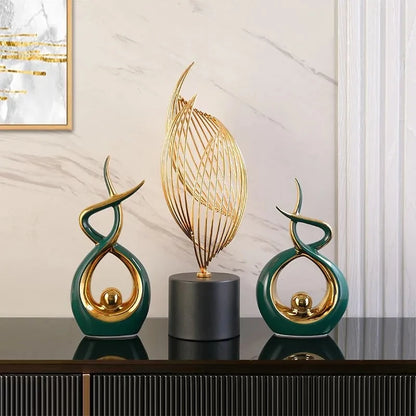 Golden Essence - Abstract Ceramic Sculpture for Modern Spaces