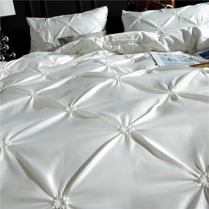 Silken Elegance - Pleated Luxury Duvet Cover Set