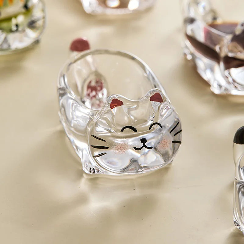 Kitty Dip Delight - Assiette d'assaisonnement pour chat en verre cristal